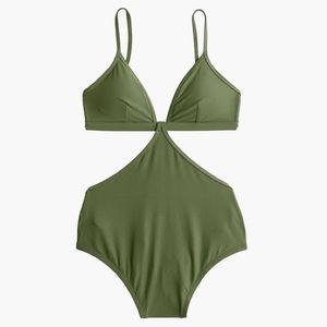J. Crew Cutout One-piece Swimsuit in Safari Green